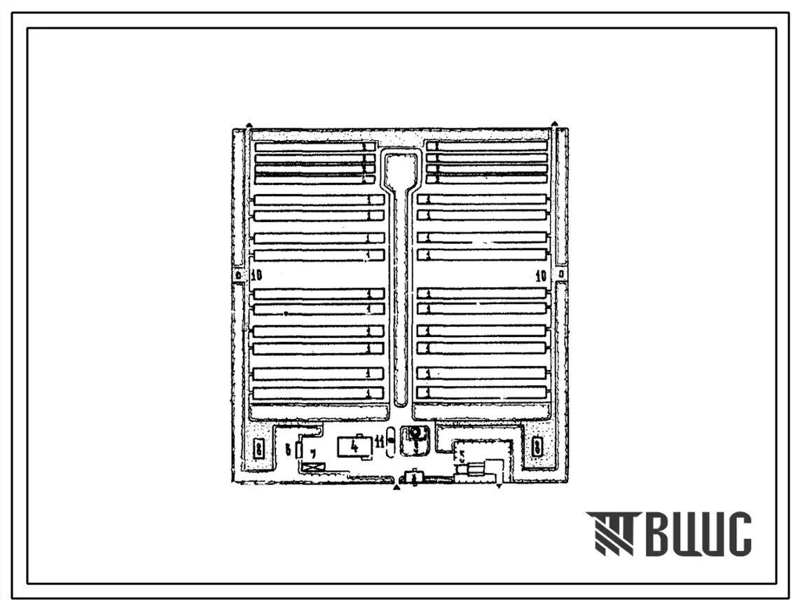 Типовой проект 819-38 Нутриеводческая ферма на 2100 самок с содержанием нутрий в шедах (схема планировки). Для строительства в районах с расчетной наружной температурой -10 и -15?С.