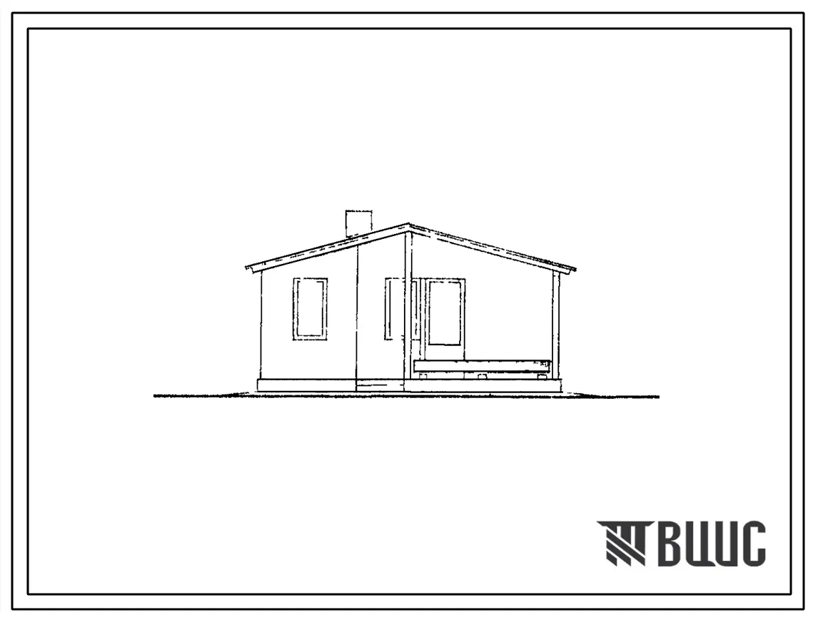 Типовой проект 183-000-54с Одноэтажный однокомнатный садовый летний домик. Для строительства в 3Б, 4Б и 4В климатических подрайонах сейсмичностью 7 и 8 баллов