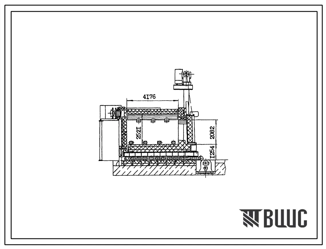 Типовой проект 406-9-333.88 Печь термическая с выкатным подом размерами 2,5 х 4,0 м на газе с ограждением из кирпича