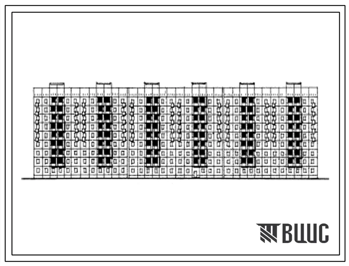 Типовой проект 111-148-28сп Девятиэтажный шестисекционный жилой дом на 126 квартир с шагом поперечных стен 3,0 и 3,6 м. Для строительства в 3 климатическом районе Киргизской ССР сейсмичностью 9 баллов