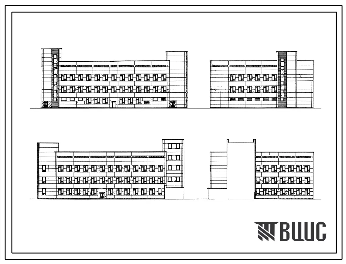 Типовой проект 252-5-33.84 Производственный корпус фракционирования крови станции переливания крови II категории. Здание четырехэтажное. Каркас сборный железобетонный серии 1.020-1. Стены из легкобетонных панелей.