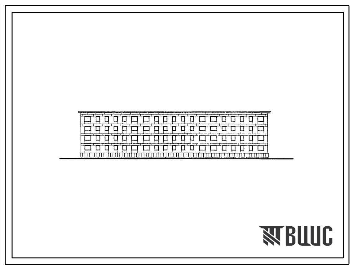 Типовой проект 1-309-22  Четырехэтажный жилой дом на 48 квартир со стенами из крупных блоков керамзитобетона или конструктивного пенобетона (однокомнатных  8, двухкомнатных  36, трехкомнатных  4).