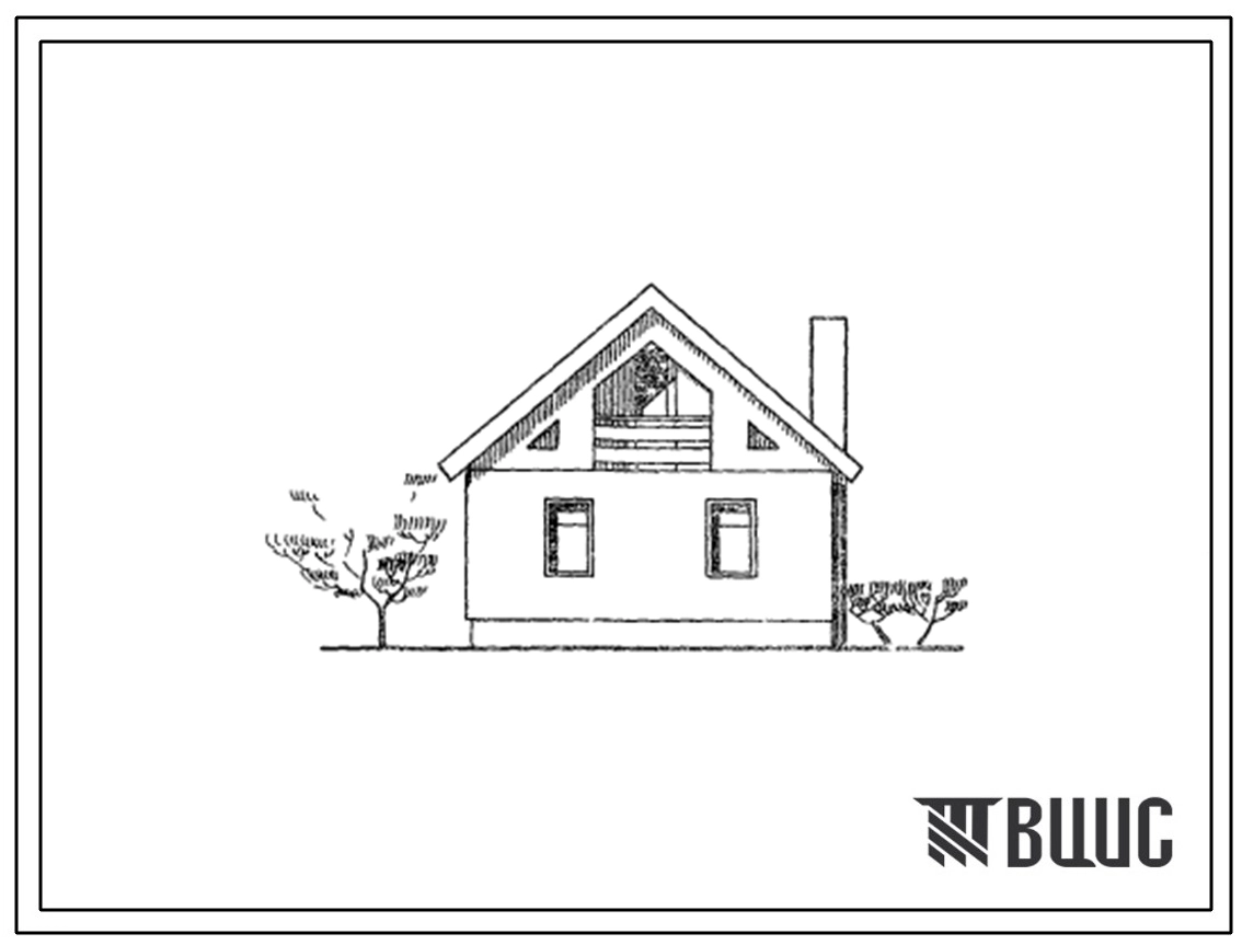 Типовой проект 184-000-512с.13.86 Летний двухкомнатный садовый домик с мансардой для строительства в Узбекской ССР