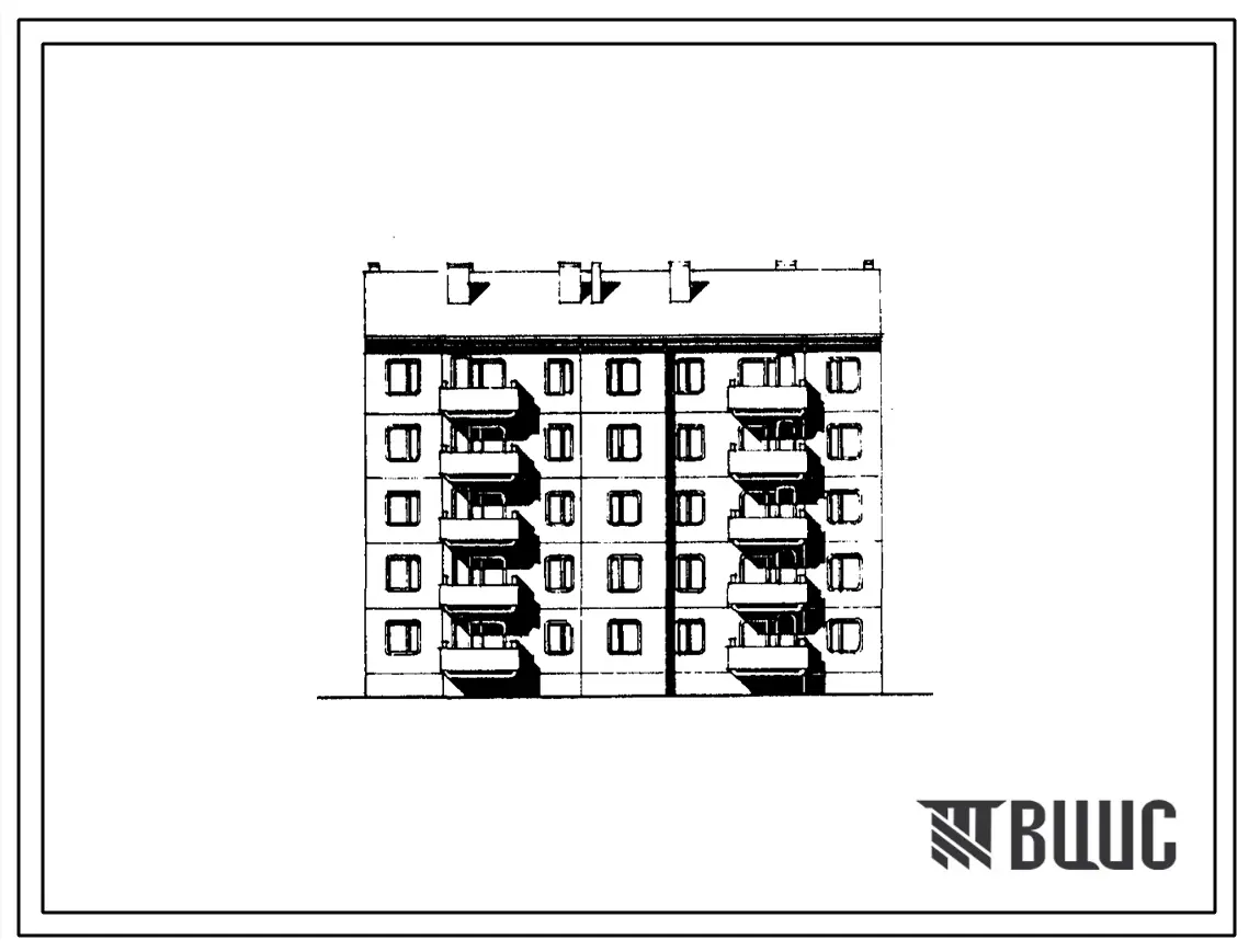 Типовой проект 135-041с.85 5-этажная рядовая блок-секция на 20 квартир 1Б-2Б-2Б-3Б