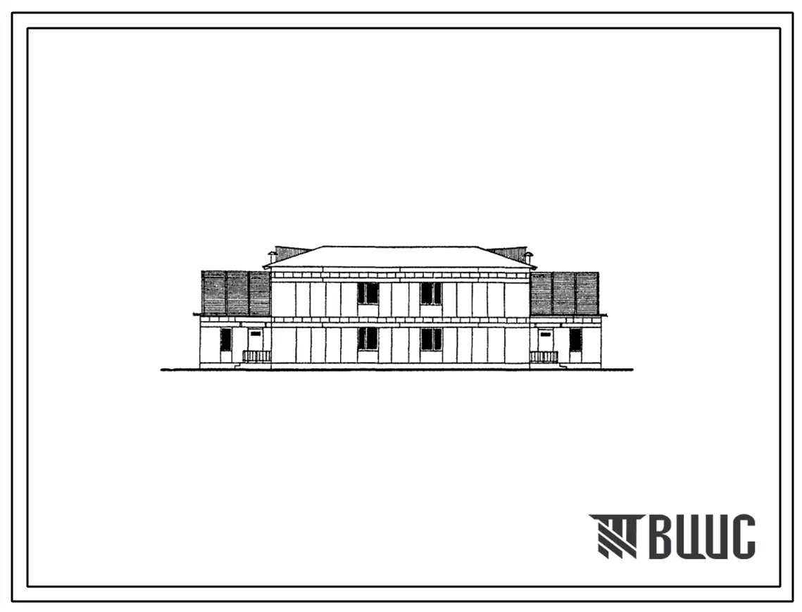 Типовой проект 143-52-43с Двухэтажный двухквартирный блокированный жилой дом с 5-комнатными квартирами. Кухни выносные.Стены из силикатобетонных блоков серии ИИ-10с-1с.