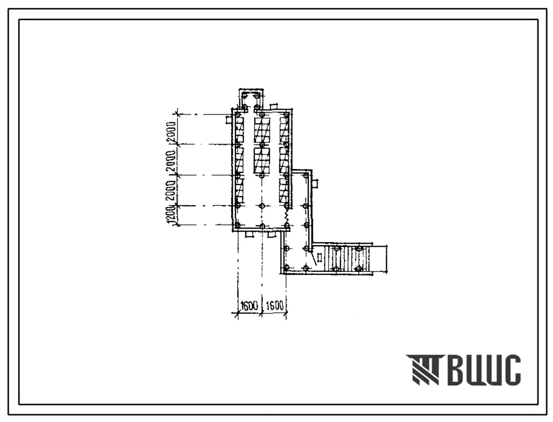 Типовой проект Пу-1-50-364.89 Быстровозводимые противорадиационные укрытия вместимостью на 50 чел. Стены из лесоматериалов. (убежище на 50 человек, размеры убежища 7,7м на 3,2м, режимы вентиляции 1)