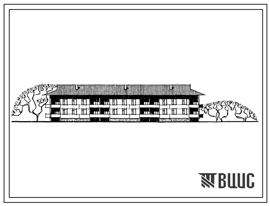 Типовой проект 111-26-88.84 2-этажный трехсекционный 16-квартирный жилой дом (наружные стены из газосиликатных панелей)