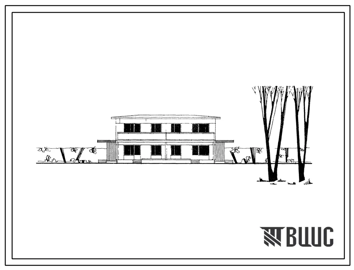 Типовой проект 143-17-9 2-этажный 2-квартирный блокированный жилой дом с 4-комнатными квартирами типа 4Б для строительства во 2 и 3 строительно-климатических районах.