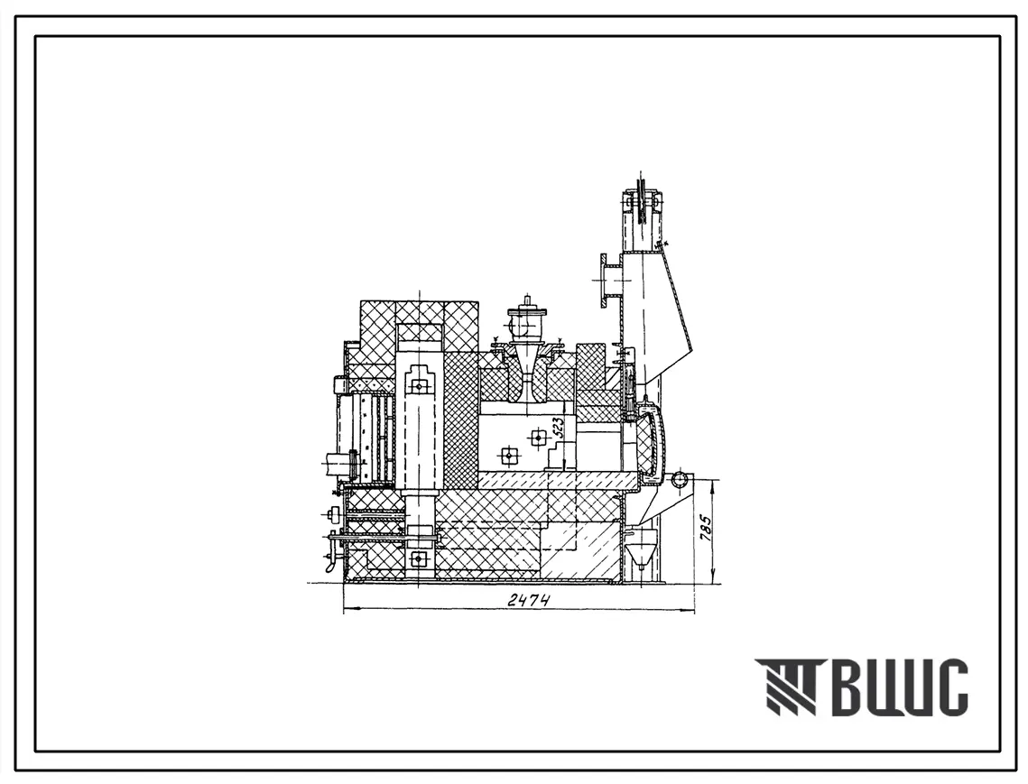 Типовой проект 406-9-304.86 Печь нагревательная камерная размерами пода 0,7 х 0,7 м на газе низкого давления с отводом дыма в боров