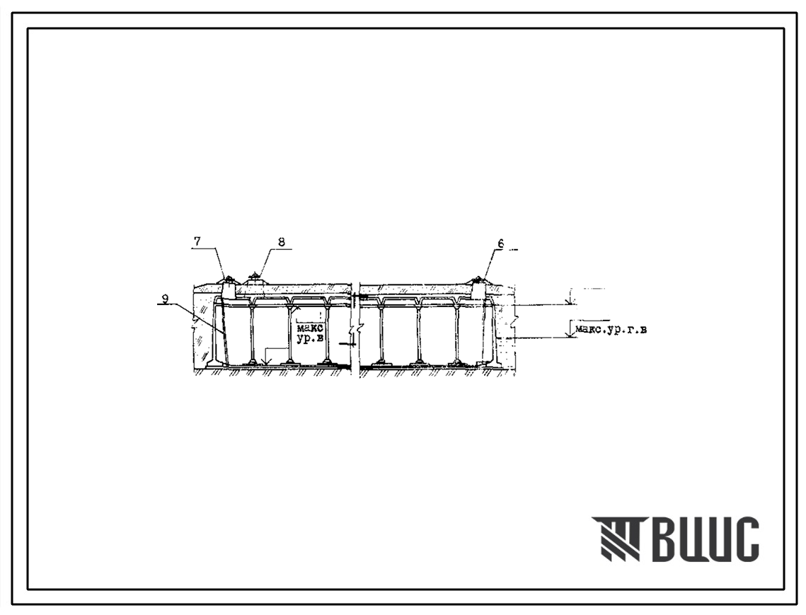 Типовой проект 901-4-68.83 Резервуары для воды прямоугольные железобетонные сборные емкостью от  5000 до 11000 м3 (с применением стеновых панелей с опорой пятой)