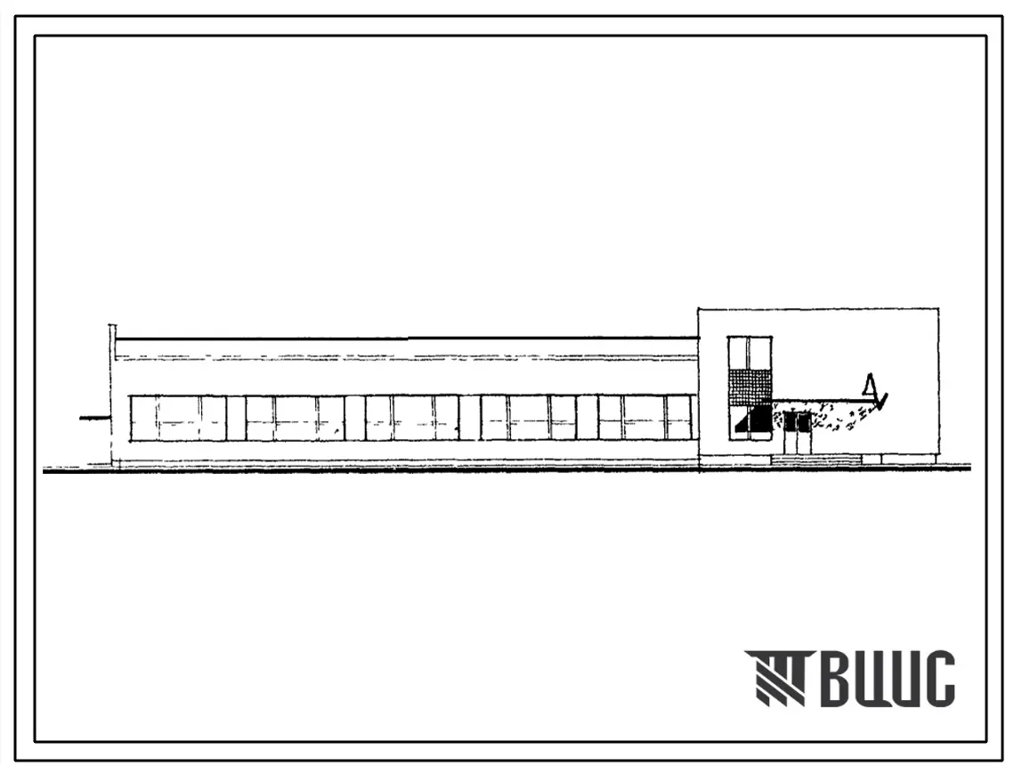 Типовой проект 503-25 Комплекс зданий дорожного участка с пунктом технической помощи. Стены зданий из кирпича. (Ремонтная мастерская).