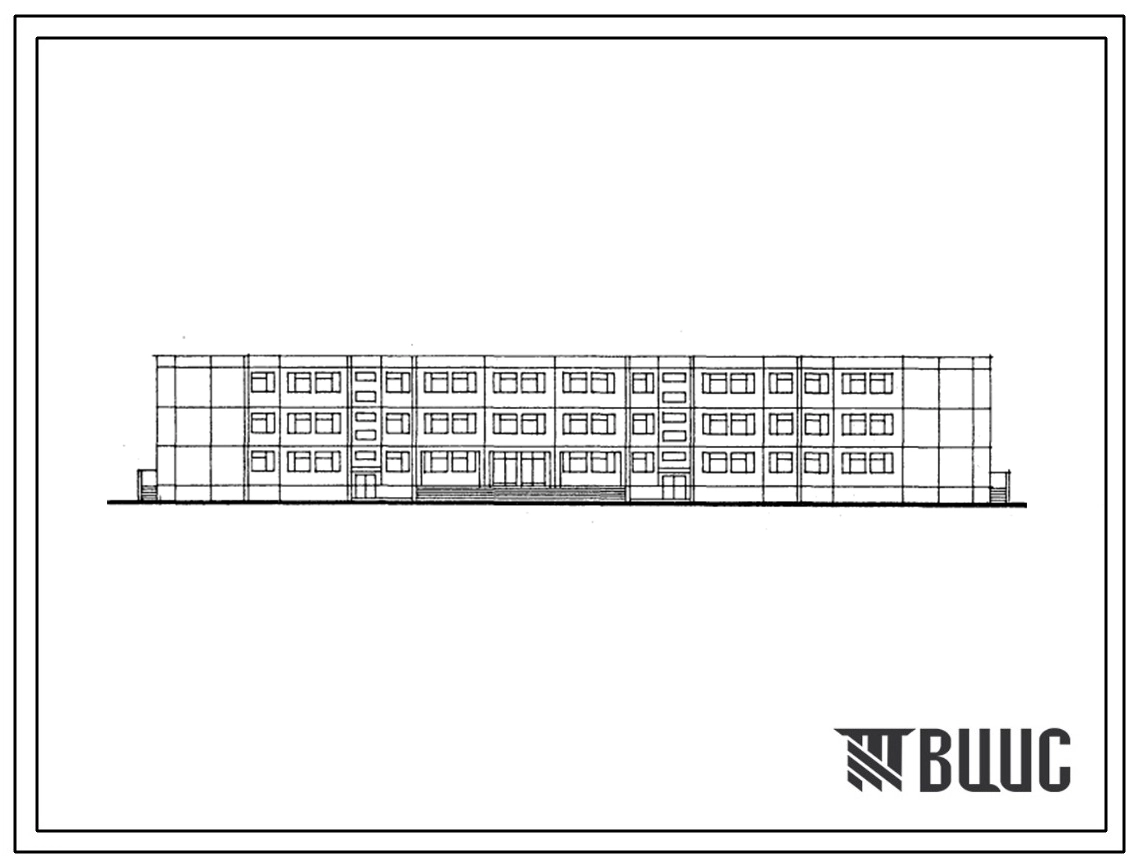 Типовой проект 221-01-619.88 Школа на 22 классов (844 учащихся). Здание трехэтажное. Стены из трехслойных легкобетонных панелей по серии 1.090.1-1.