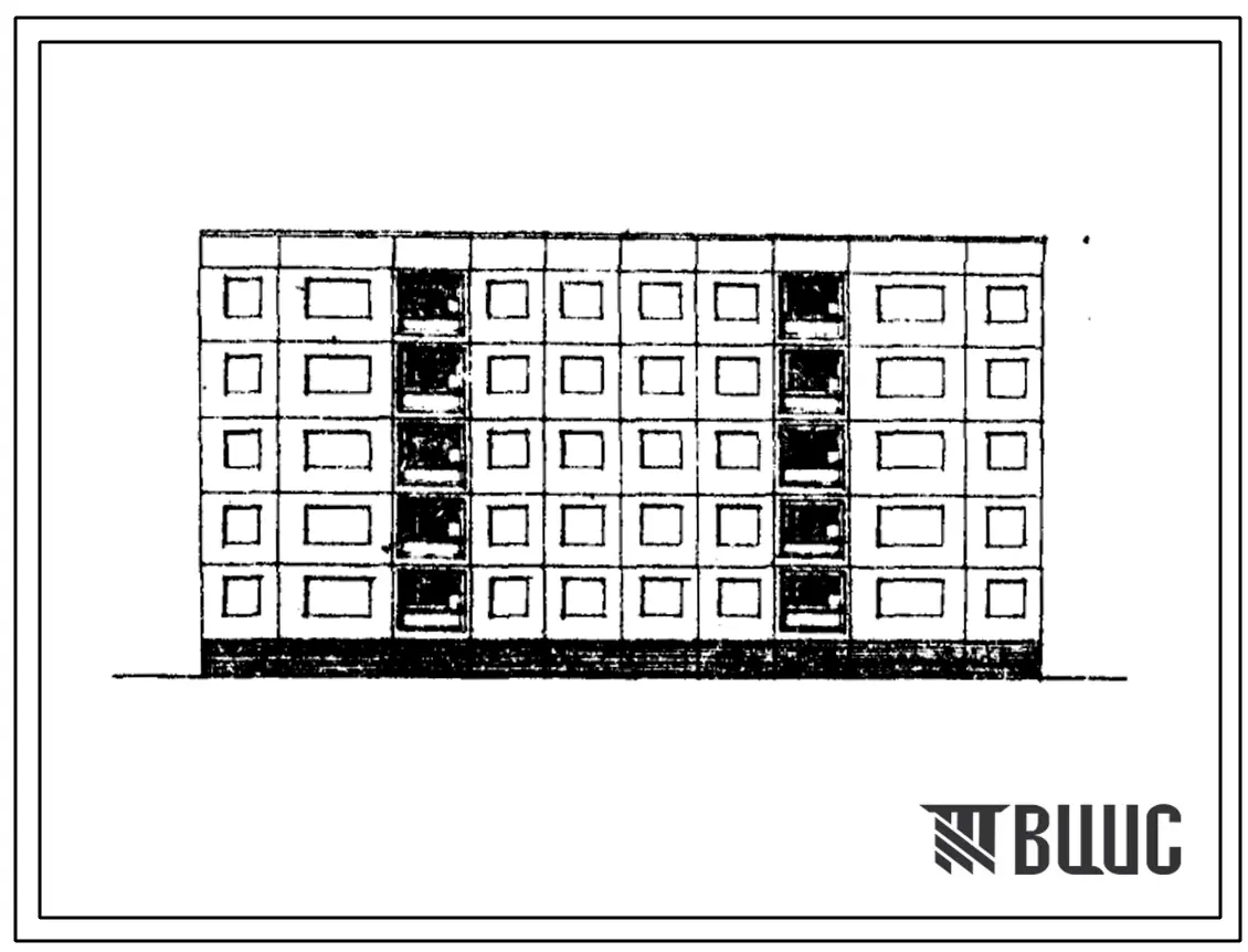 Типовой проект 97-0269с.86 Блок-секция 5-этажная 40-квартирная рядовая сдвоенная для малосемейных 1А.1Б.1Б.2А - 1А.1Б.1Б.2А