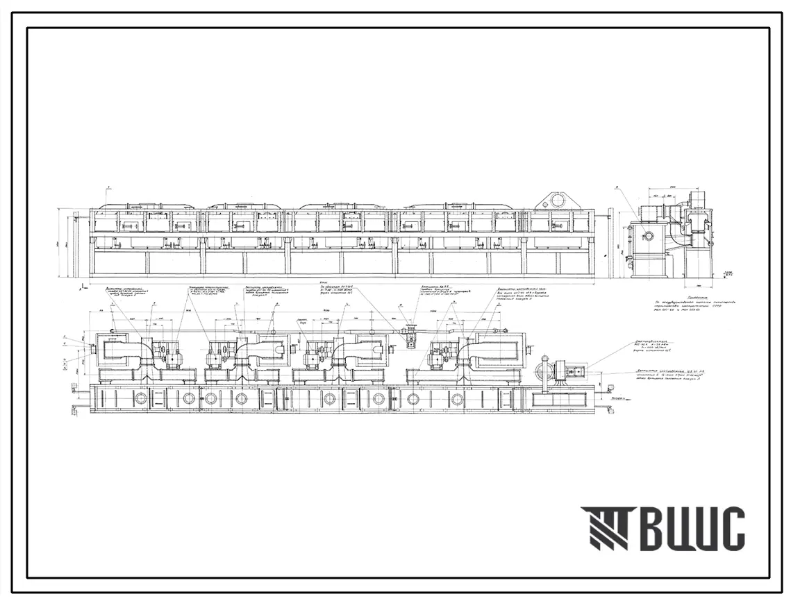 Проект 32751 Сушило конвейерное для сушки и прокаливания металлических электродов на газовом топливе производительностью 10 тонн в смену. Левое.