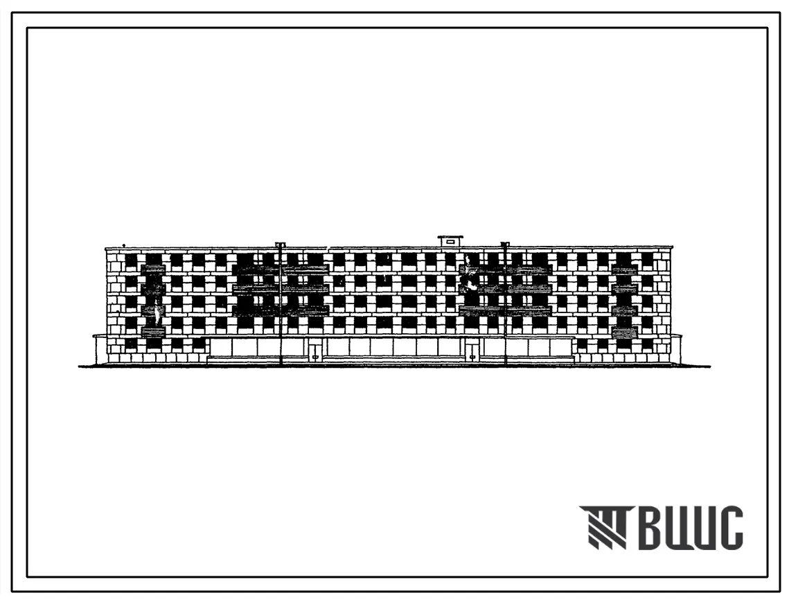 Типовой проект 1У-438АП-32к Пятиэтажный четырехсекционный жилой дом на 70 квартир со стенами из крупных кирпичных блоков и кирпича.