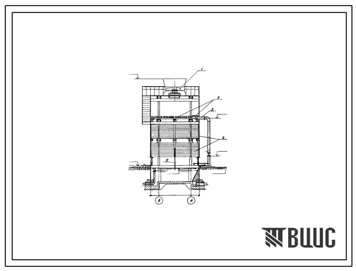 Типовой проект 901-6-85.86 Градирня двухсекционная с вентиляторами ВГ25 капельная с секиями площадью 24 кв.м с каркасом из железобетонных элементов