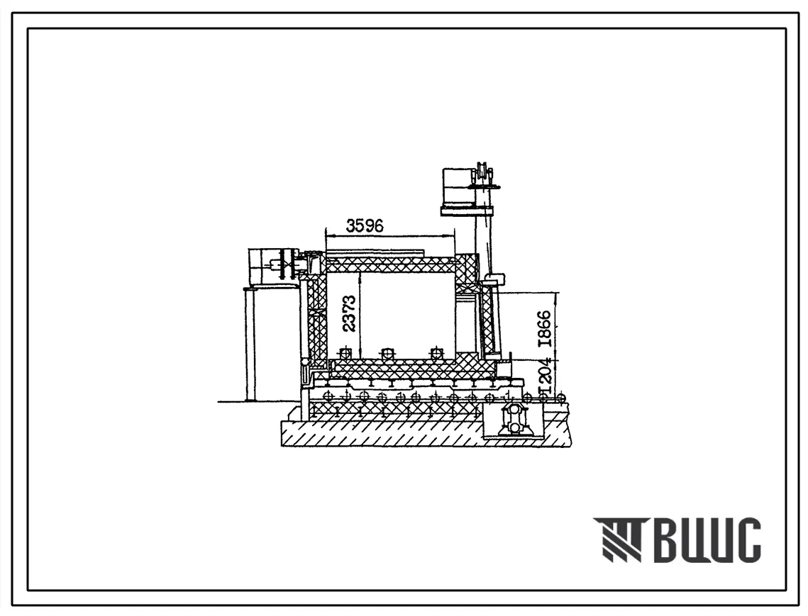 Типовой проект 406-9-331.88 Печь термическая с выкатным подом размерами 2,0 х 3,5 м на газе с ограждением из кирпича