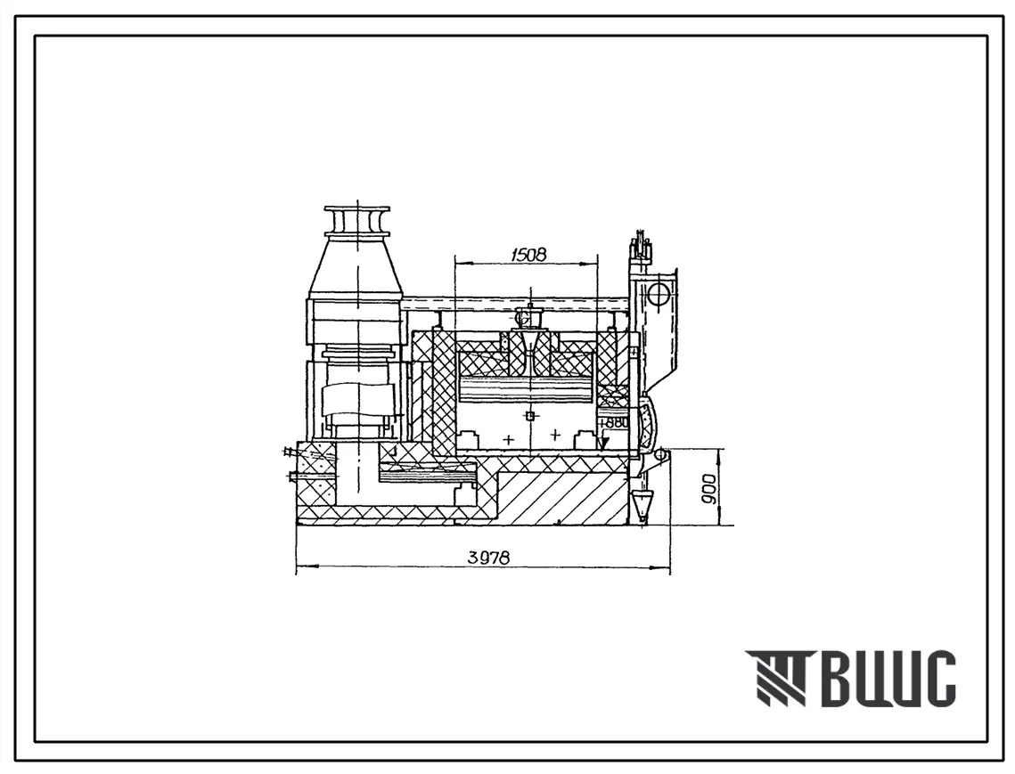 Типовой проект 406-9-265.83 Печь нагревательная двухкамерная, размеры пода 2(1,16х1,5) м, на газе низкого давления с отводом дыма вверх