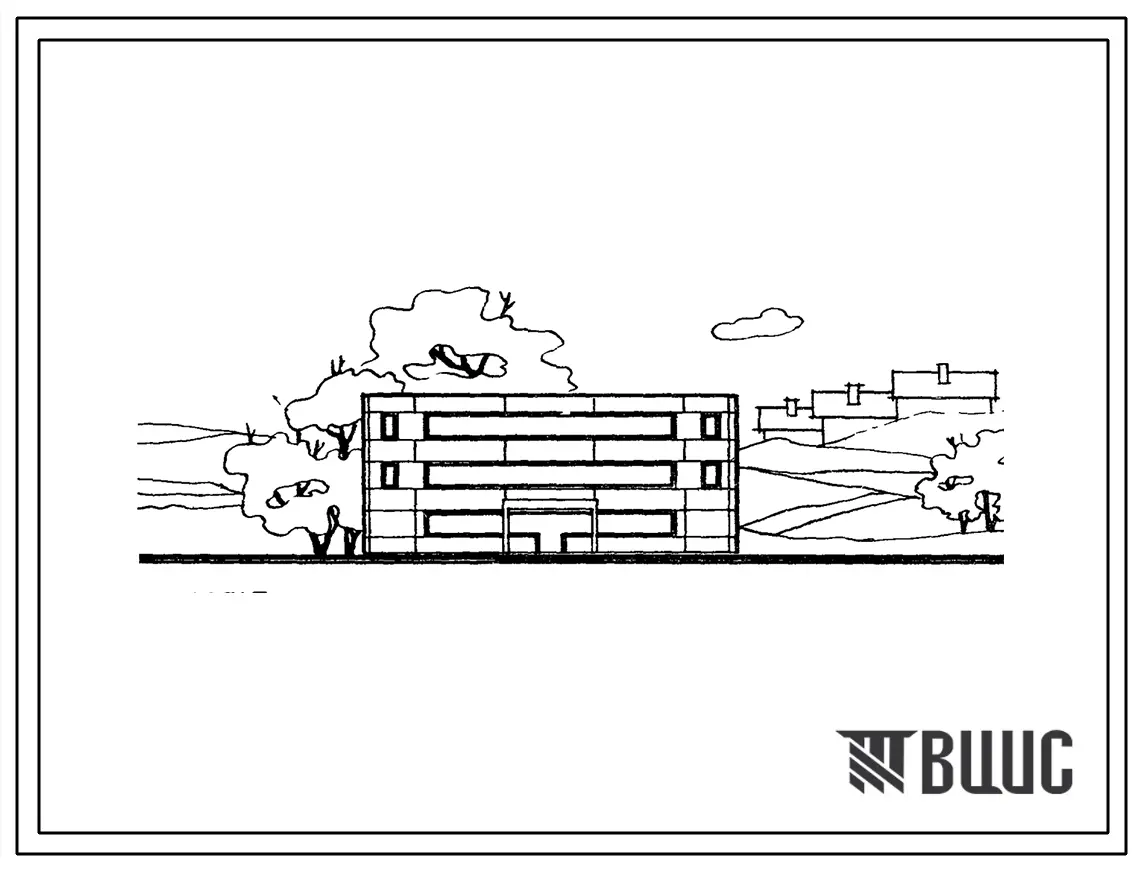 Типовой проект 222-9-88 Блок универсальный на 9 учебных помещения для пристроек к существующим зданиям школ. Здание трехэтажное. Каркас сборный железобетонный серии ИИ-04. Стены из навесных керамзитобетонных панелей.