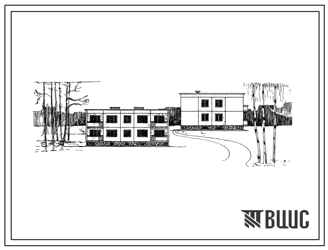 Типовой проект 1-464А-121 2-этажный 4-квартирный  крупнопанельный жилой дом с 3-4 комнатными квартирами.