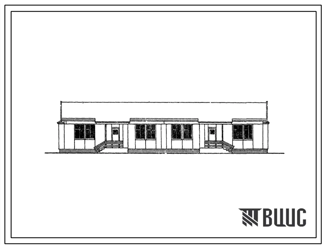 Типовой проект 183-115-54/76 Одноэтажный двухквартирный жилой дом с 3-комнатными квартирами.