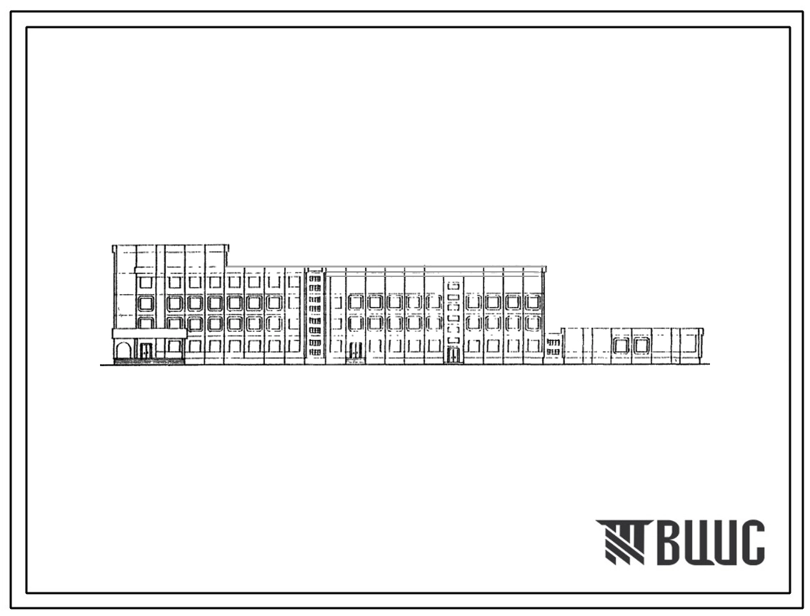 Типовой проект 251-05-38.91 Городская санитарно-эпидемиологическая станция II категории. Здание одно-, четырехэтажное. Стены из однослойных легкобетонных панелей.