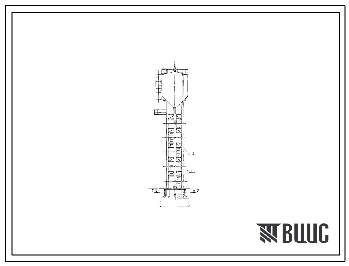 Типовой проект 901-5-44.87 Бесшатровые водонапорные башни со стальными баками с применением стволов из унифицированных сборных железобетонных элементов башня с баком емкостью 300 м3 высотой 36 м