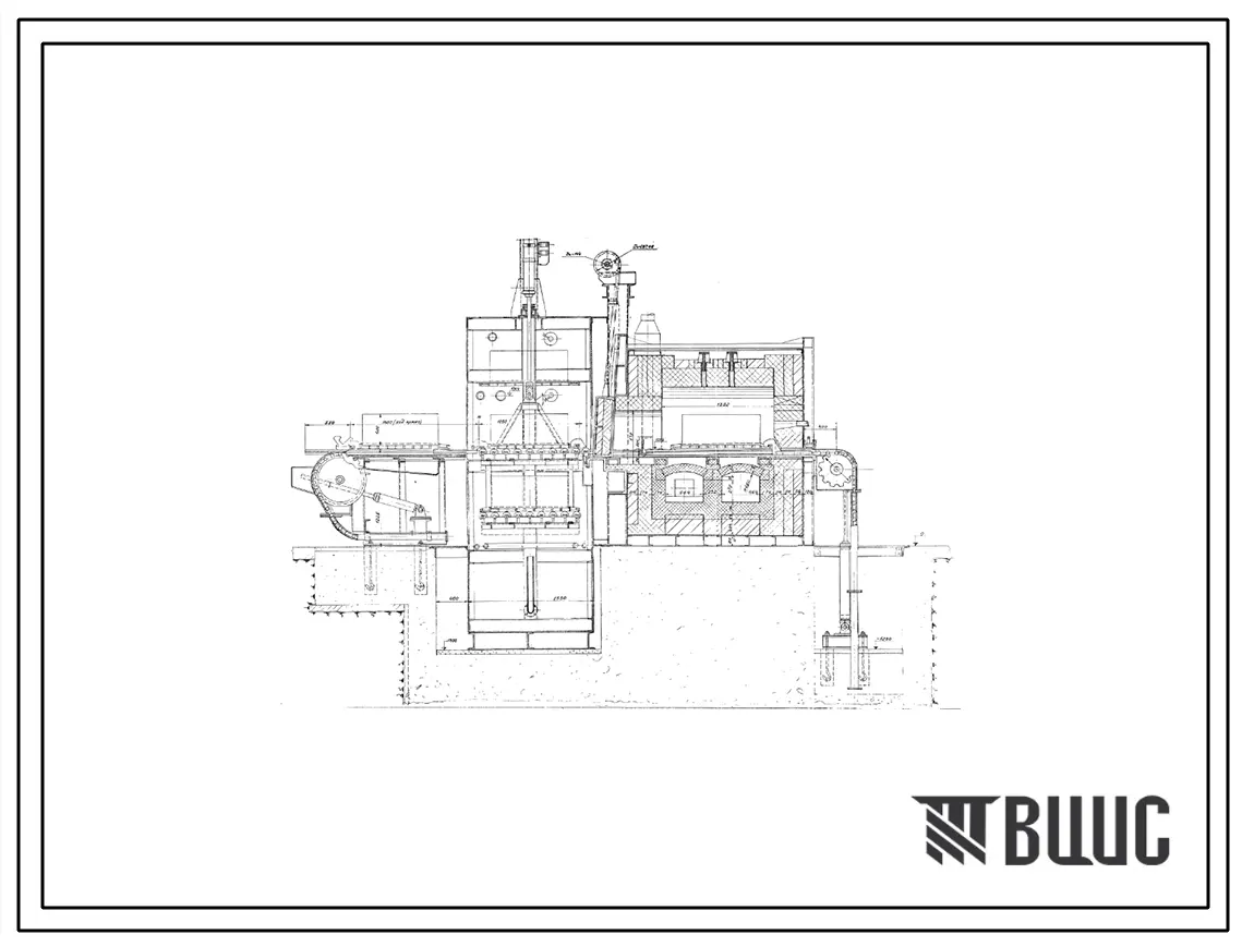 Проект 37029 Печь камерная механизированная со встроенным закалочным баком размером пода 1,044х1.392 м, на газе и мазуте