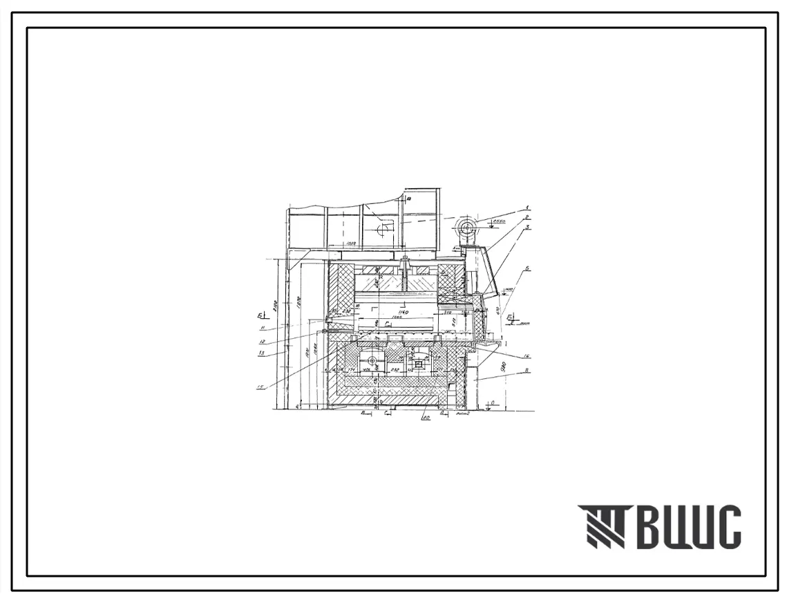 Проект Н5530 Печь термическая камерная размером пода 0,812х1,16 м, на газе среднего давления с отводом дыма в боров
