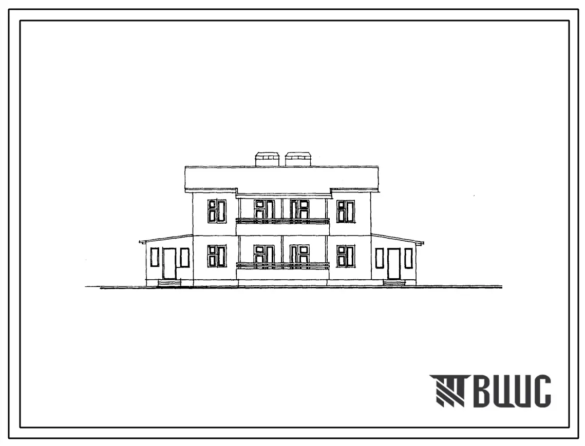 Типовой проект 141-48-53с.86 Двухэтажный дом на 2 пятикомнатные квартиры типа 5Б в двух уровнях. Для строительства в сельской местности