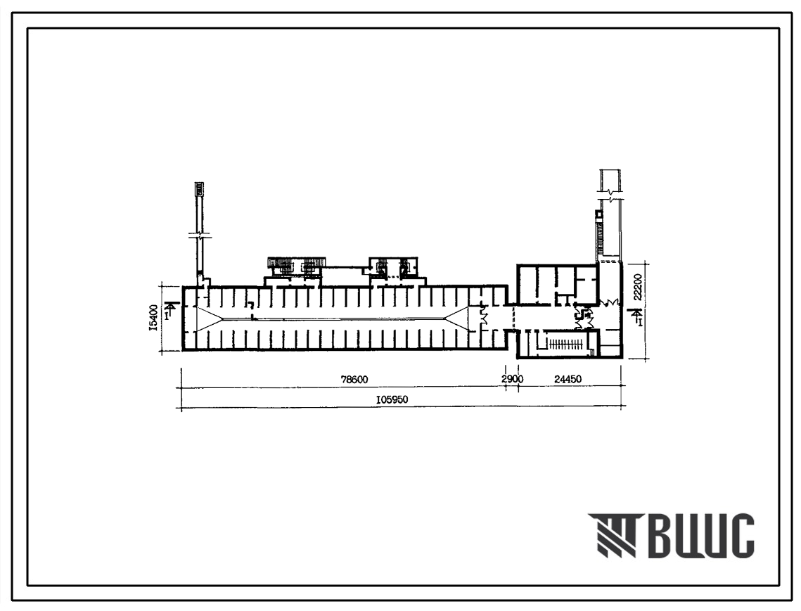 Типовой проект А-II-47/2400-80/2Л Гараж-стоянка типа «А» под 3-х секционным жилым домом П30-2/12Г