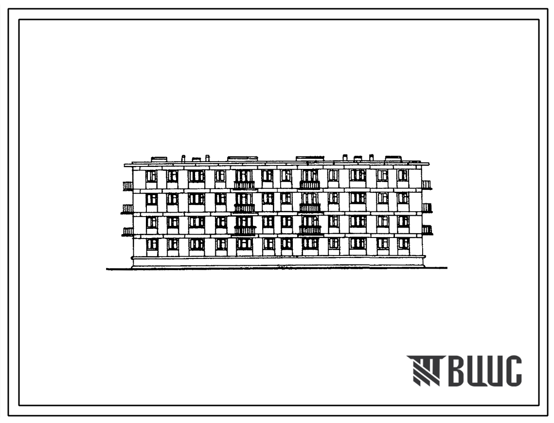 Типовой проект 1-307с-2с Четырехэтажный двухсекционный дом на 32 квартиры, с ваннами, с подвалом и без подвала.