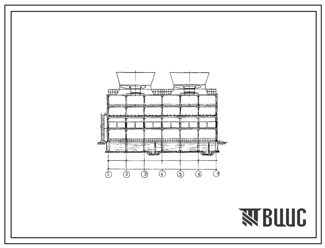 Типовой проект 901-6-99.89 Градирня двухсекционная с вентиляторами 2ВГ70 с секциями площадью 192 м2 с каркасом из железобетонных элементов. Условия строительства обычные (вариант – сейсмичность 8 баллов)