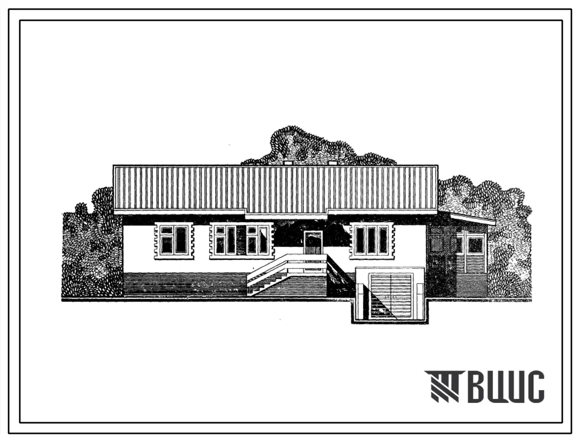 Типовой проект 184-000-275с.84 1-этажный 1-квартирный жилой дом с 6-комнатной квартирой (с подвалом для индивидуального строительства). Для строительства в районах сейсмичностью 8 баллов.
