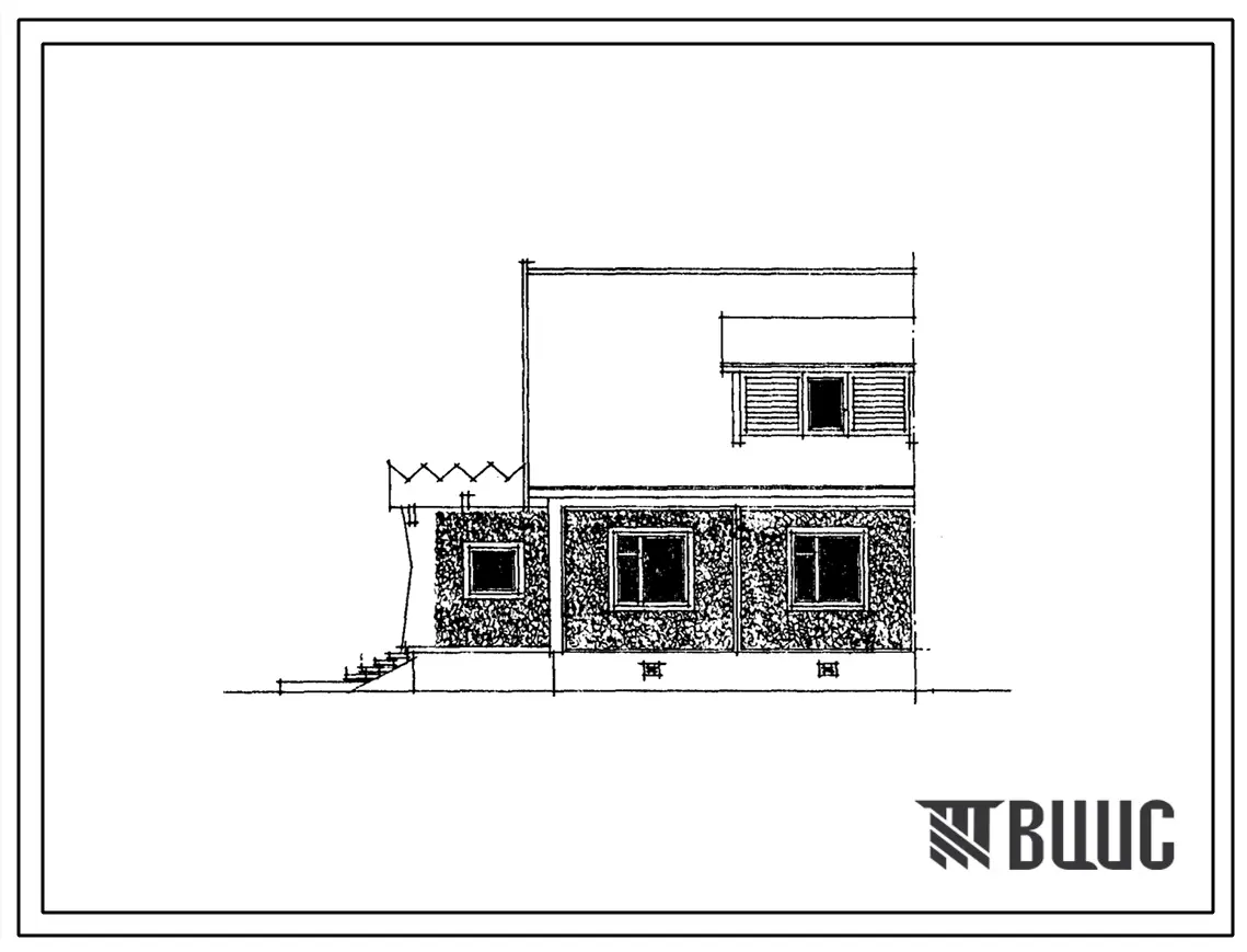 Типовой проект 90-094.86 Одноэтажный блок-дом торцевой левый с трехкомнатной квартирой. Для Московской области. Общая площадь 75 м2
