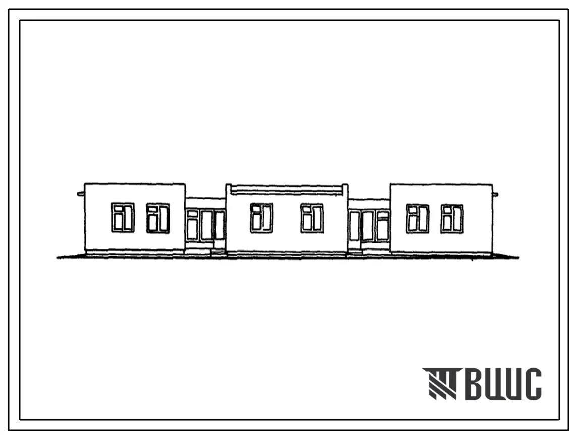 Типовой проект 184-56-6с Одноэтажный двухквартирный пятикомнатный жилой дом. Для строительства в 4 строительно-климатической зоне в районах с сейсмичностью 8-9 баллов.