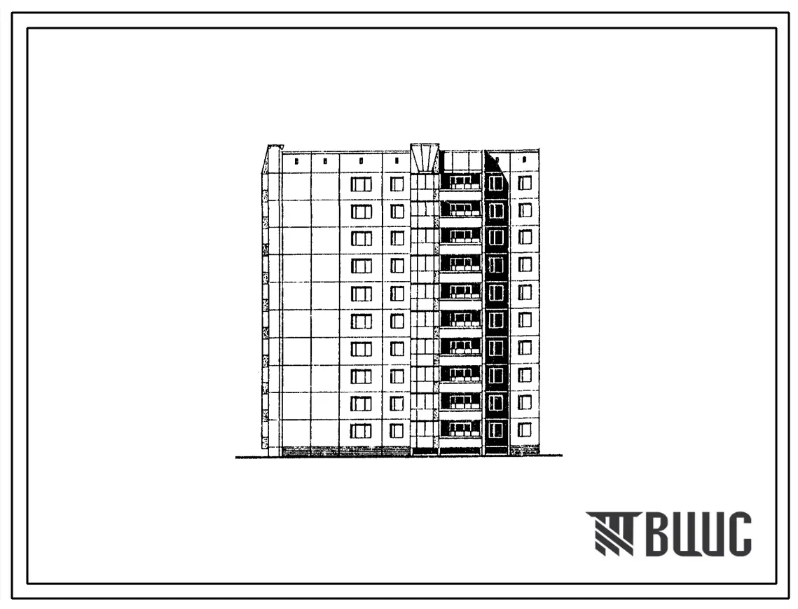 Типовой проект 97-0427с.13.90 Блок-секция 10-этажная 40-квартирная торцевая угловая левая 2-2-3-3 (для строительства в г. Ангарске)