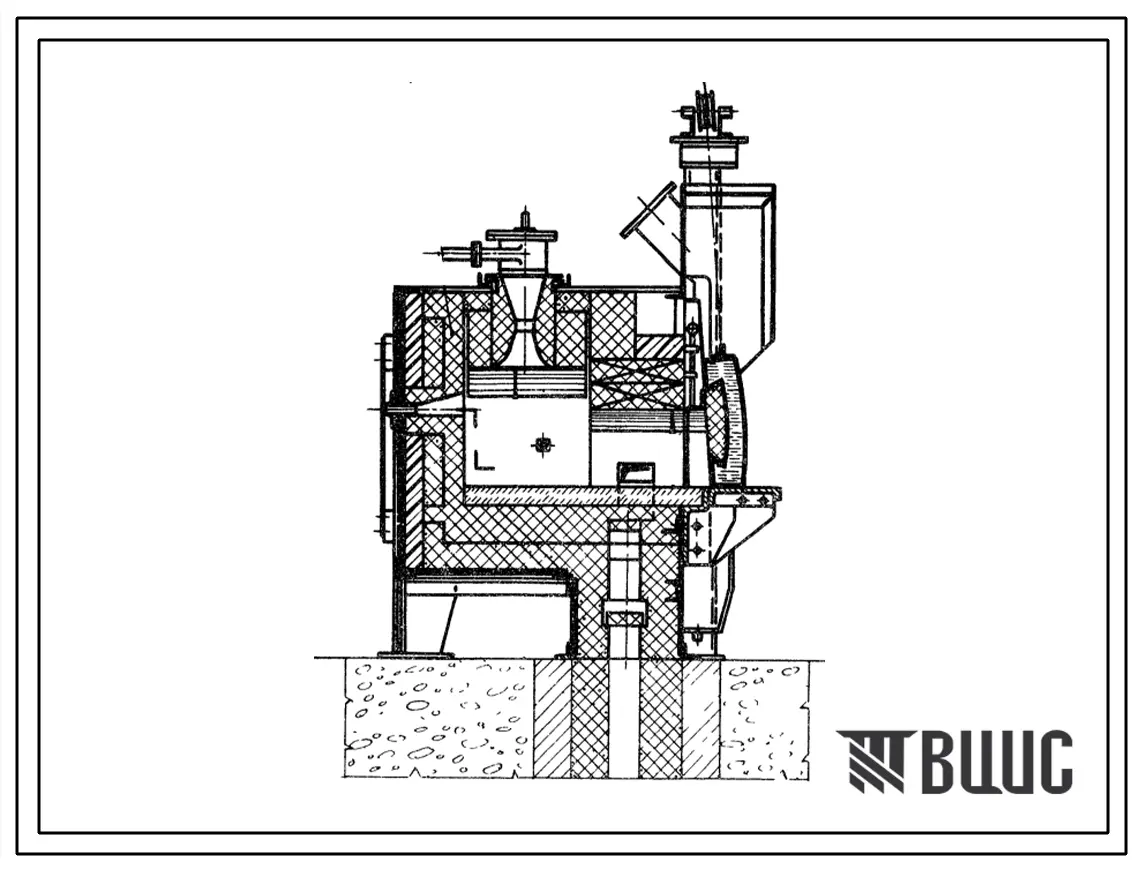Типовой проект 406-9-92 Печь нагревательная камерная размерами пода 0,9х0,7 м на газе среднего давления с отводом дыма в боров.