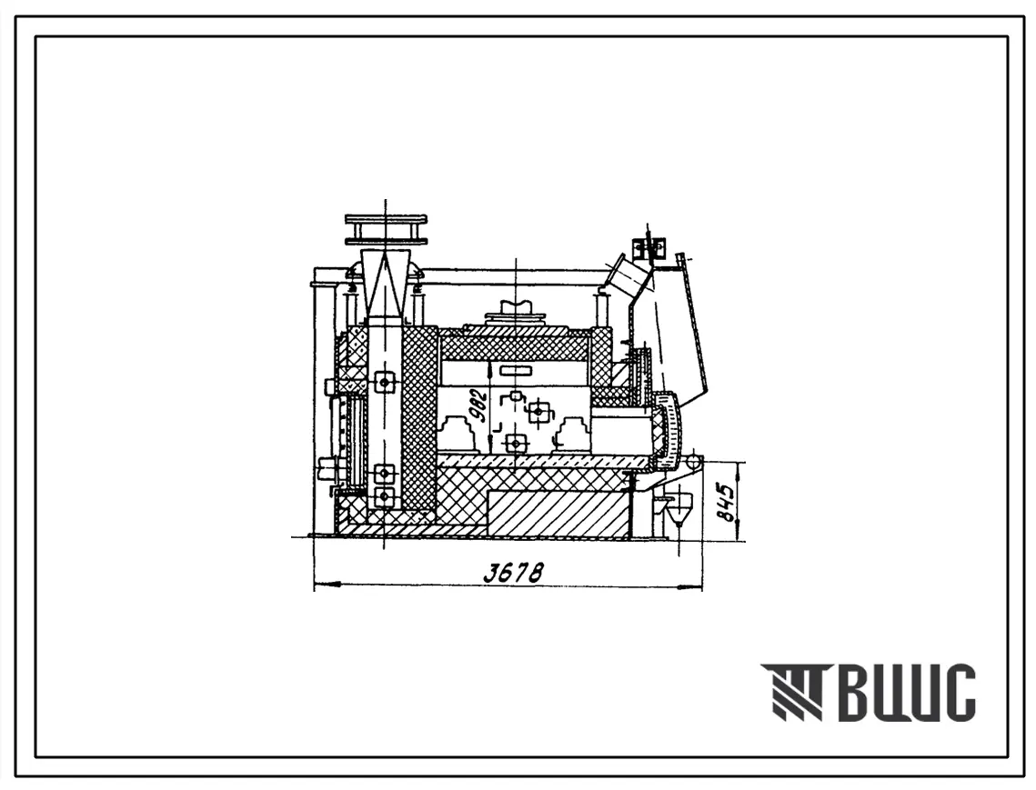 Типовой проект 406-9-313.86 Печь нагревательная камерная размерами пода 2,09 х 1,62 м на газе низкого давления с отводом дыма вверх