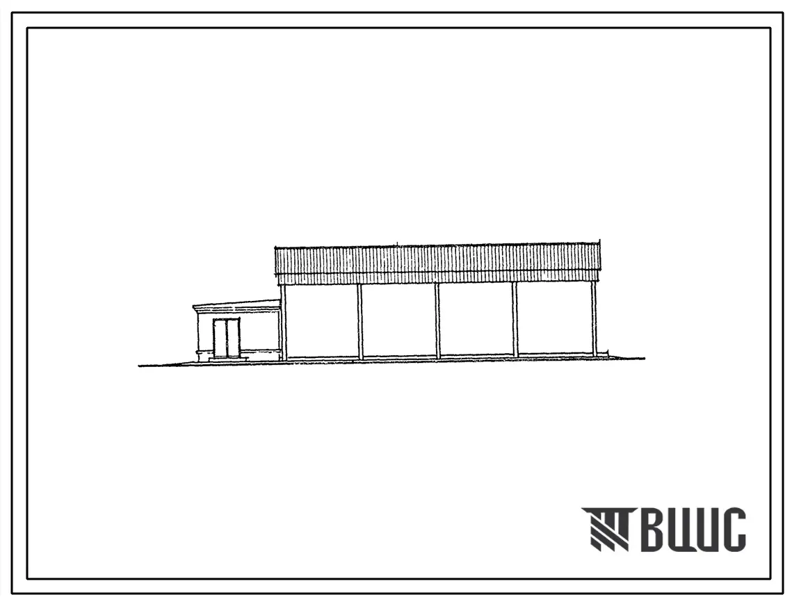 Типовой проект 503-1-25.84 Навес-стоянка гаража на 9 автомашин ремонтно-механической мастерской на 50 условных ремонтов в год. Стены кирпичные