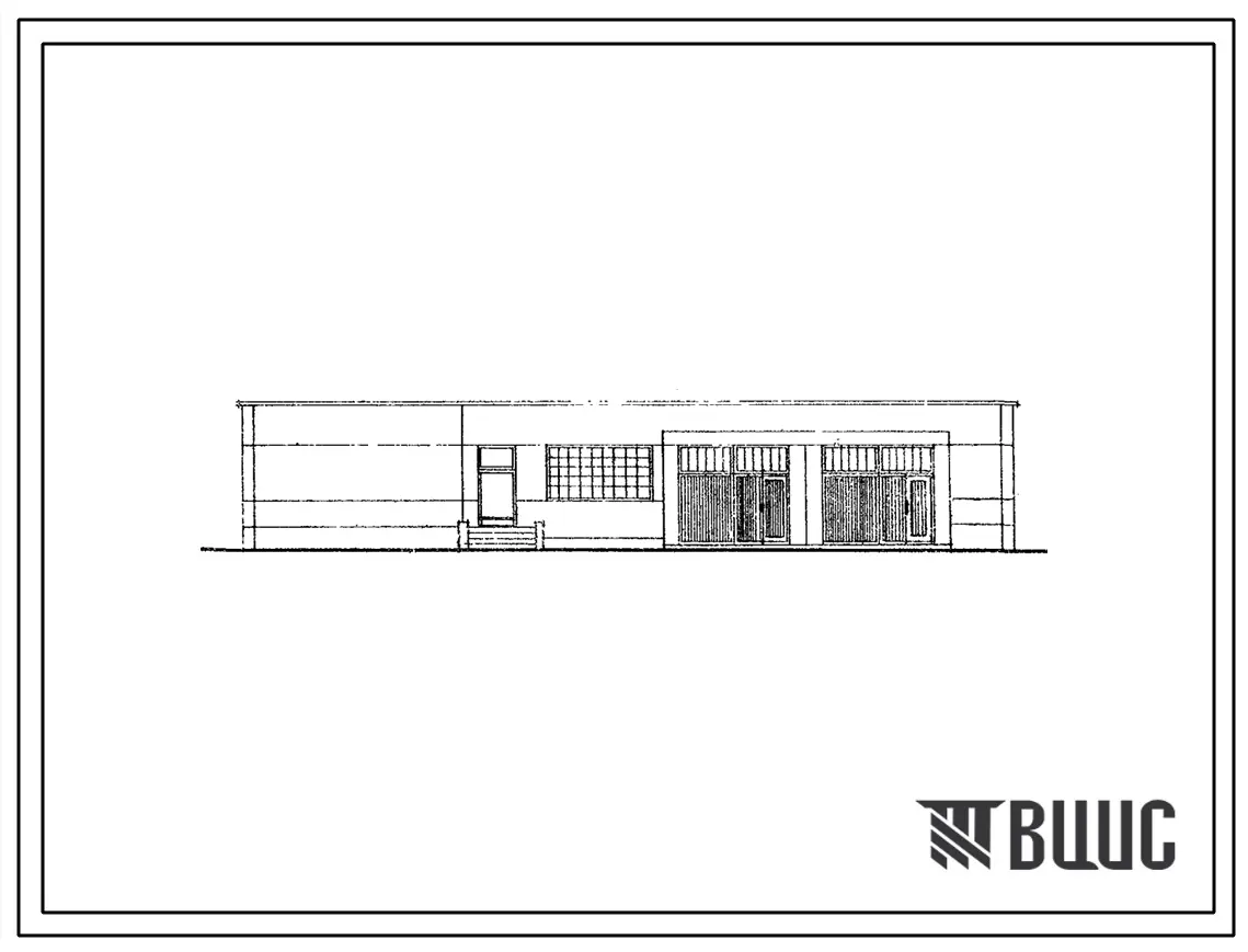 Типовой проект 222-9-48 Блок учебного гаража на 2 автомашины для пристроек  к существующим  зданиям школ. Здание одноэтажное. Каркас сборный железобетонный серии ИИ-04. Стены из  легкобетонных панелей и кирпича.