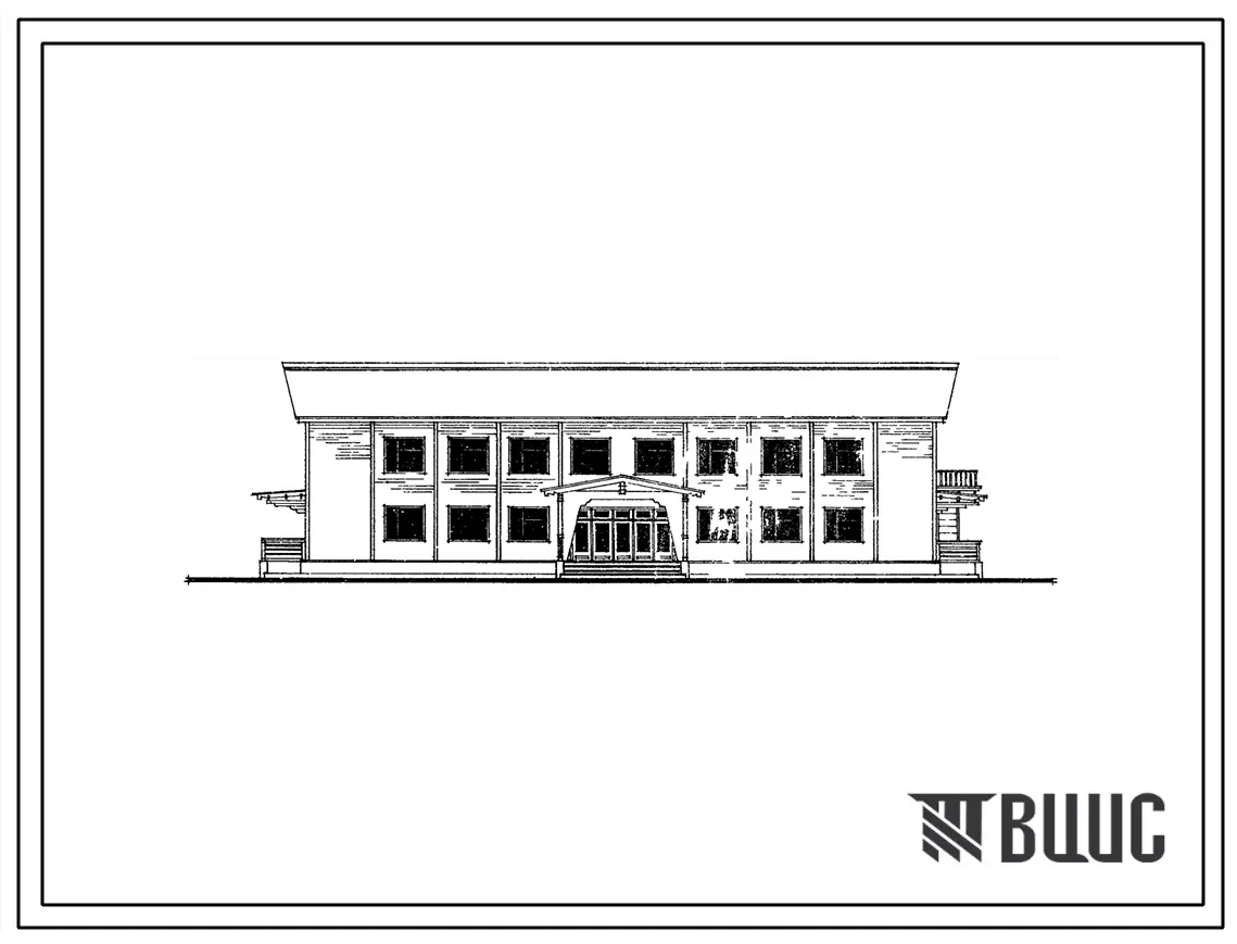 Типовой проект 266-21-13 Административное здание (брусчатое). Тип 1 для поселка на 1тыс. жителей.