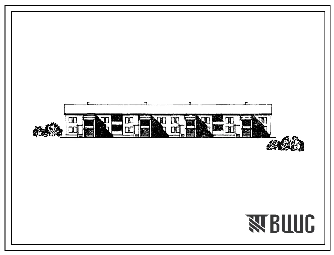 Типовой проект 114-206-6 Двухэтажный 16-квартирный четырехсекционный жилой дом с квартирами типа 2Б и 3А.