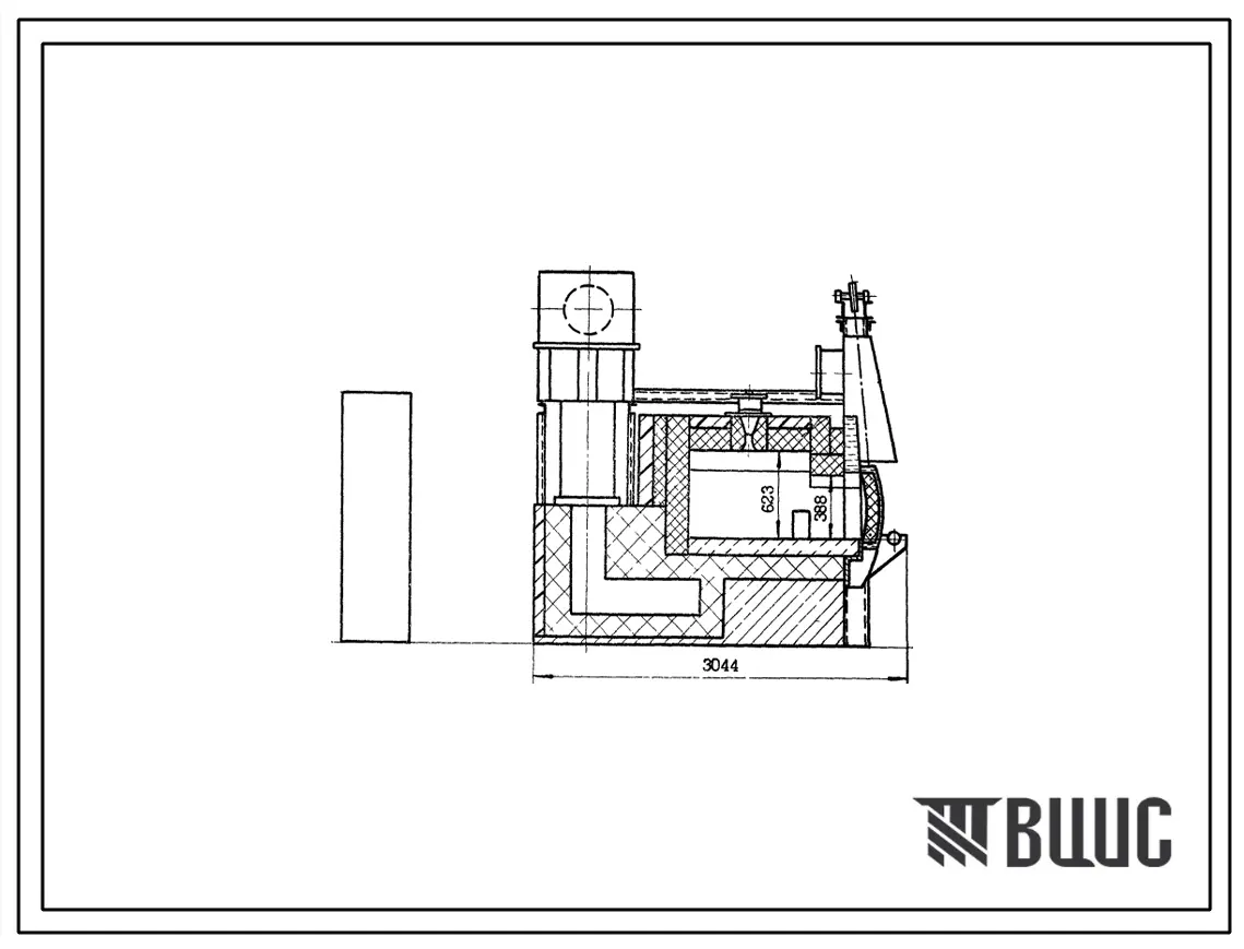 Типовой проект 406-9-213 Печь нагревательная камерная размерами пода 0,98х0,7 м на газе низкого давления с отводом дыма в боров