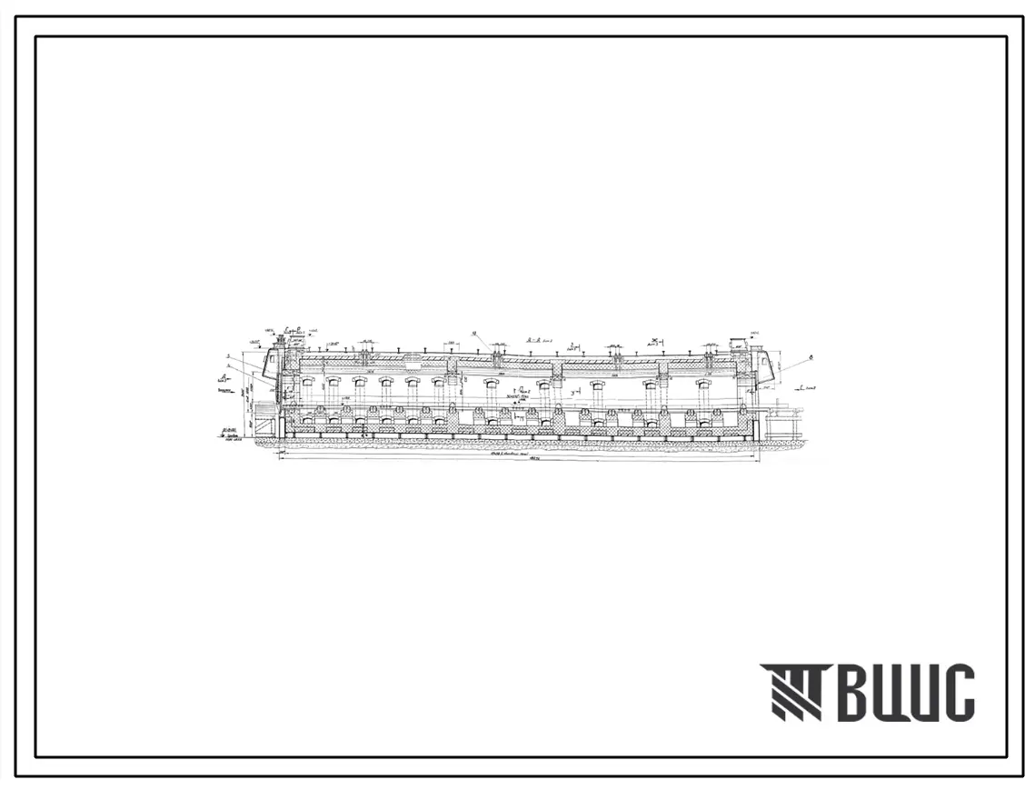 Проект 38266 Печь толкательная для снятия внутренних напряжений в блоках цилиндров двигателей, размером пода 2,44х17,9 м,  на газе