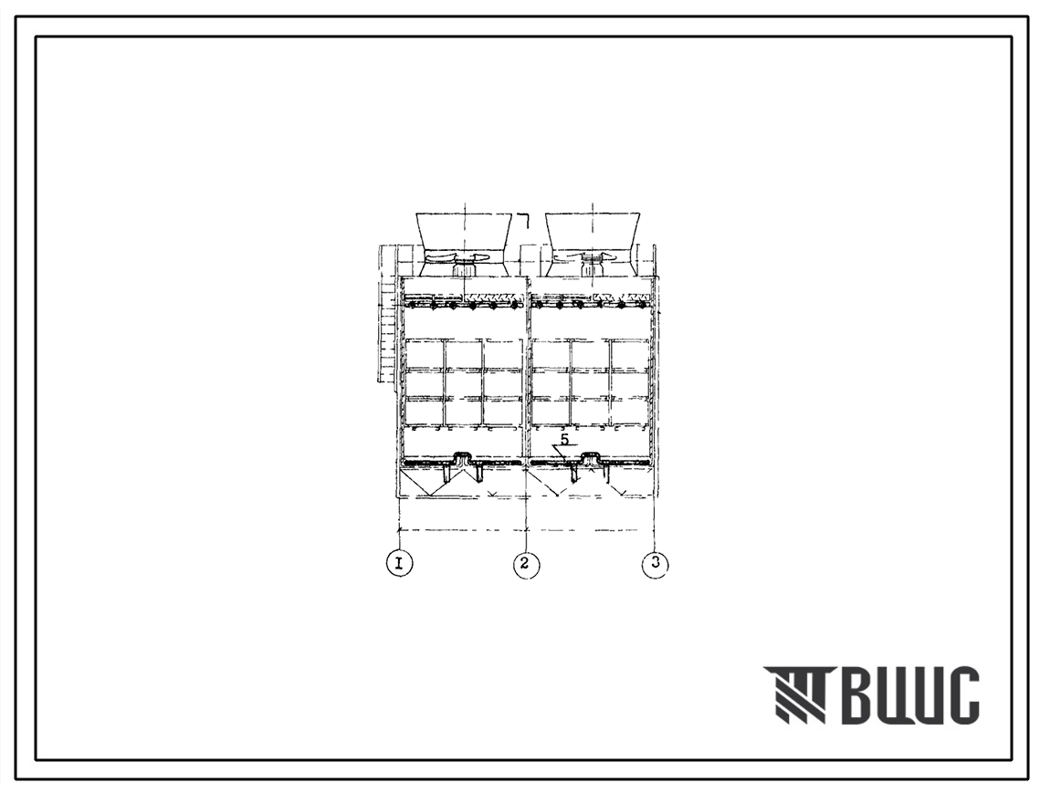 Типовой проект 901-6-60 Градирни с вентиляторами 2ВГ25  с секциями площадью 16 кв.м, располагаемые на зданиях с плоской кровлей