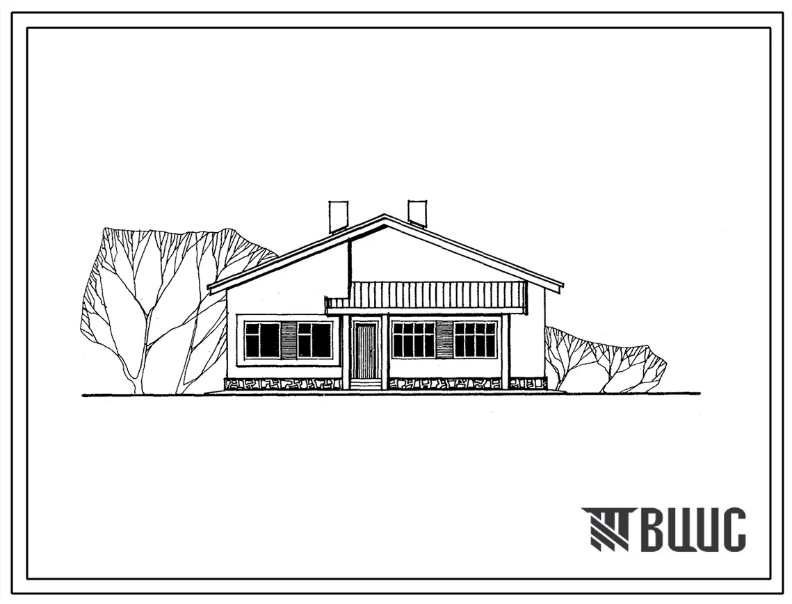 Типовой проект 184-24-246.13.87 Одноквартирный одноэтажный жилой дом с 3-комнатной квартирой (для индивидуальных застройщиков северо-центральных районов УССР)