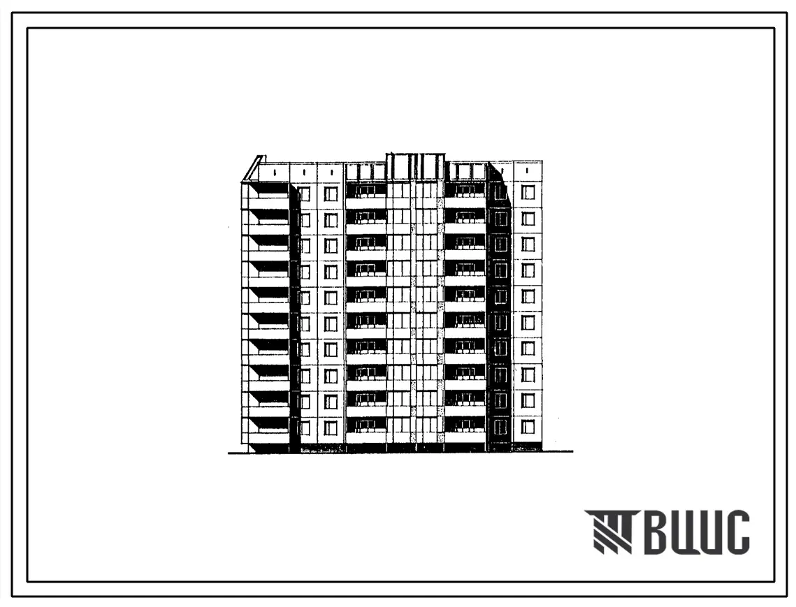 Типовой проект 97-0392с.13.89 Блок-секция 10-этажная 50-квартирная поворотная на 90 левая 1-2-2-3-3 (для строительства в г. Ангарске)