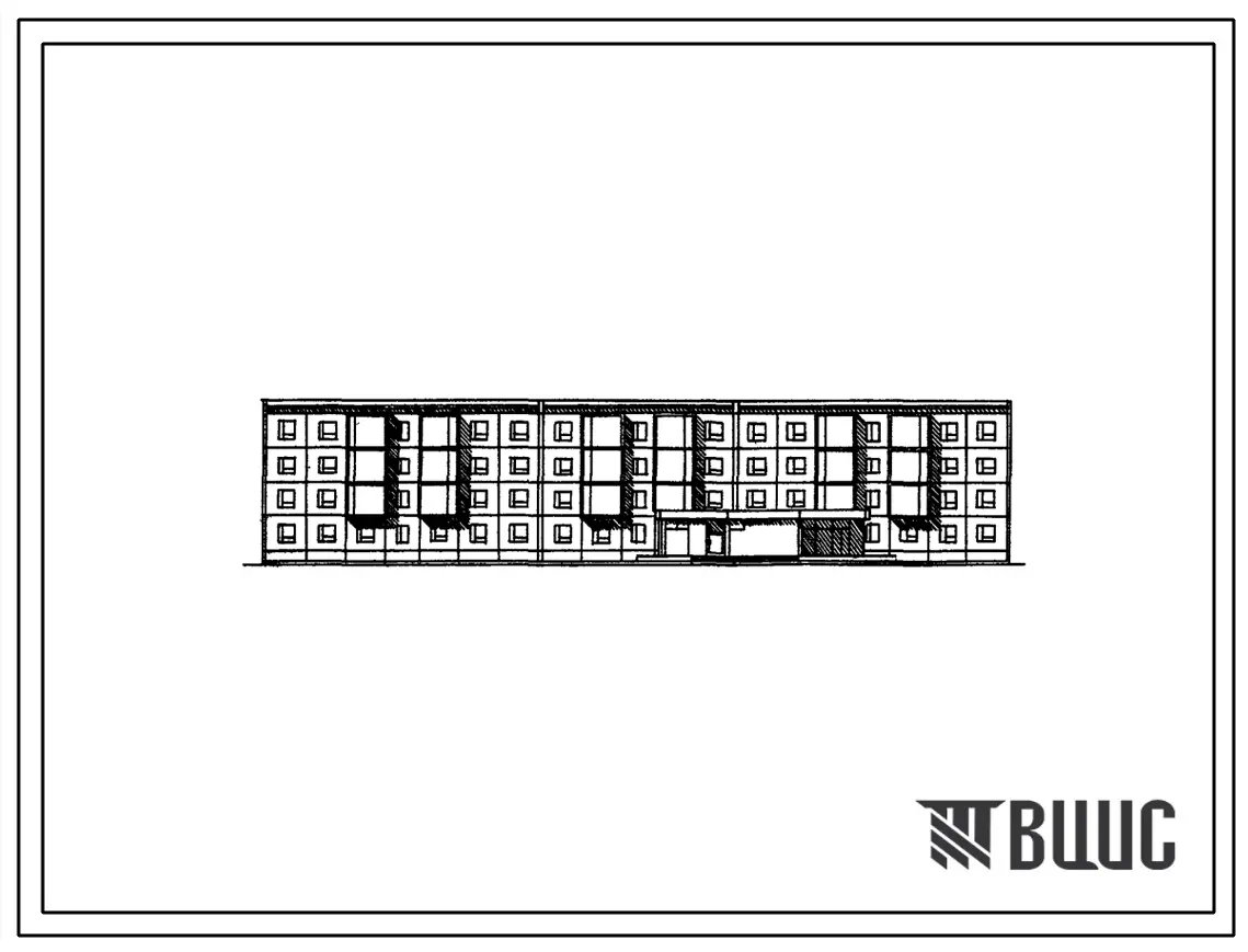 Типовой проект 161-76-74сп/1 Четырехэтажное общежитие для рабочих и служащих на 204 и 408 мест (с жилыми ячейками на 3,5 и 12 человек, с комнатами на 2 и 3 человека). (В составе серии 76). Для строительства в 4А климатическом подрайоне Туркменской ССР сей