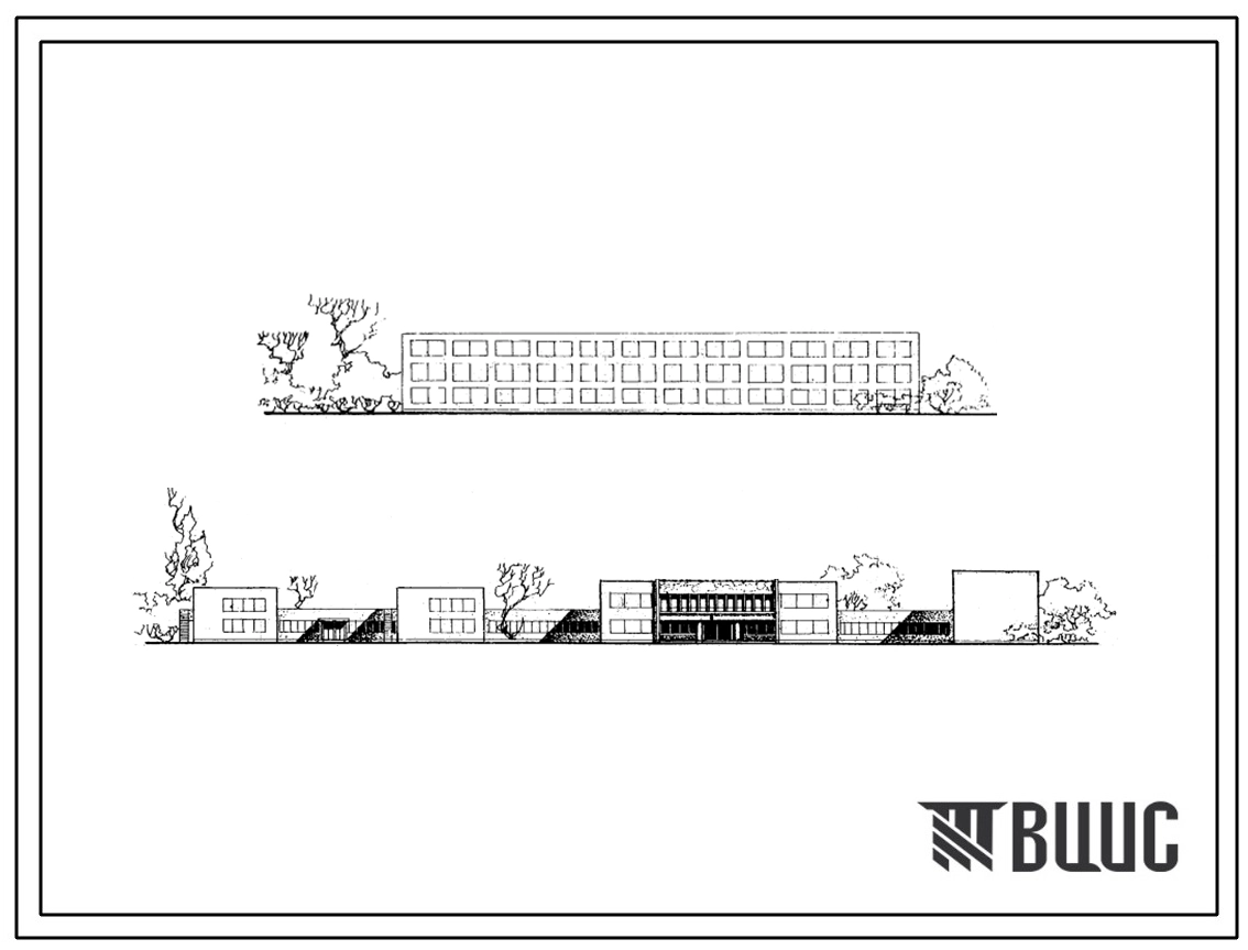 Типовой проект 222-1-223с Девятилетняя общеобразовательная школа на 40 классов (1568 учащихся), для строительства в 3Б климатическом подрайоне сейсмичностью 7 и 8 баллов